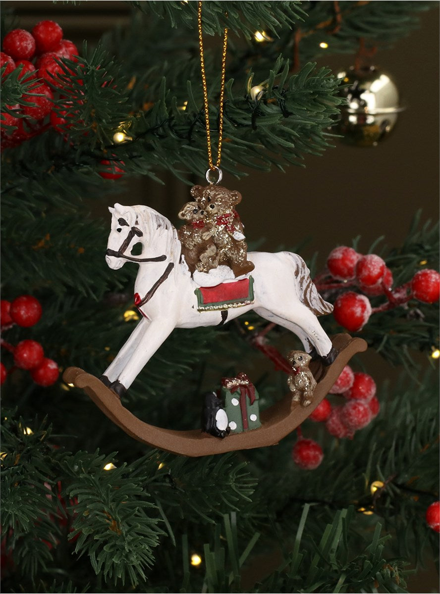 Resin Teddy On Rocking Horse Dec