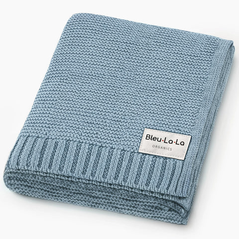 Luxury Cotton Baby Blanket Sky Blue