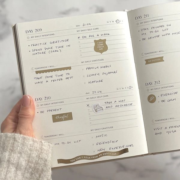 My Daily Self-Care (Pebble) Intentions and Gratitude Journal