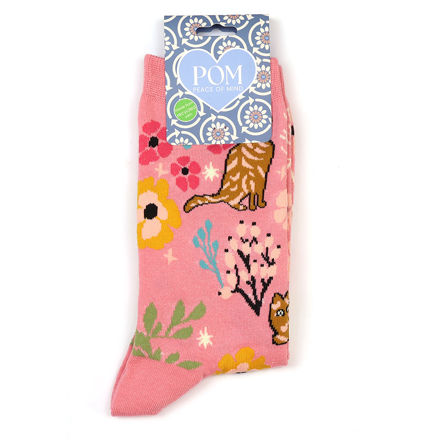 Pink Quirky Cats Ankle Socks