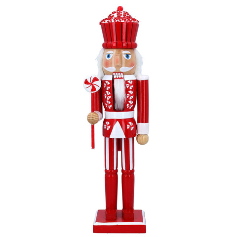 Red/white wood nutcracker orn