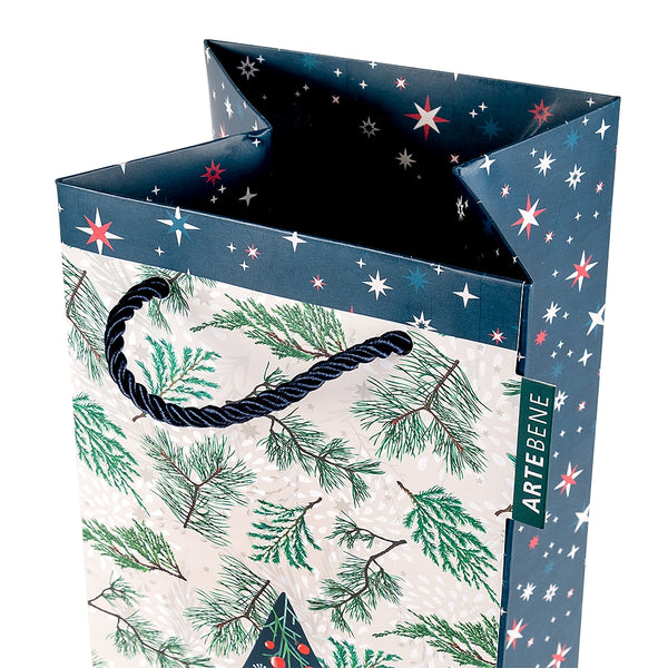 Bottle Bag | XL Champagne | Christmas Tree | Blue/Green