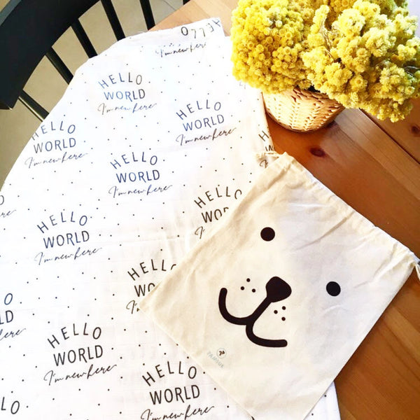 Muslin Swaddle Baby Blanket | Hello World