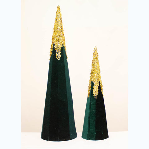 GREEN GILDED CONICALS SET OF 2