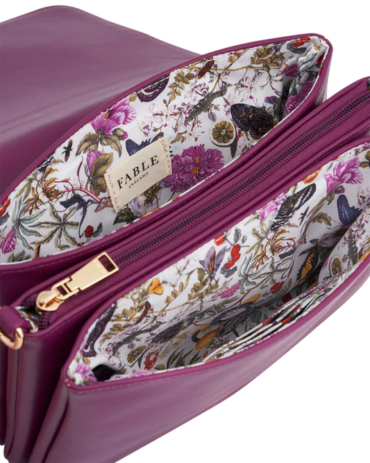 Floral Engravings Plum Crossbody Handbag