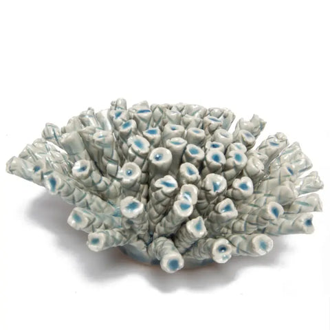 Glazed Handmade Ceramic Decorative Ornaments | Large Light Blue Coral