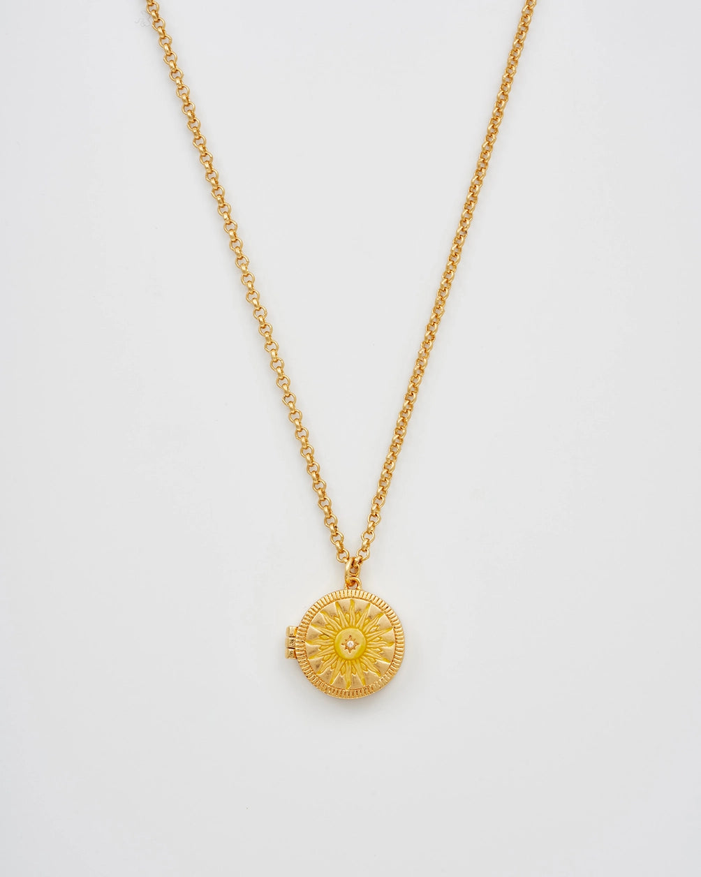 Gold Sun Locket Necklace