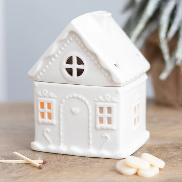 White Christmas Gingerbread House Wax Burner