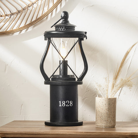 Gibson Black Wood Lantern Table Lamp