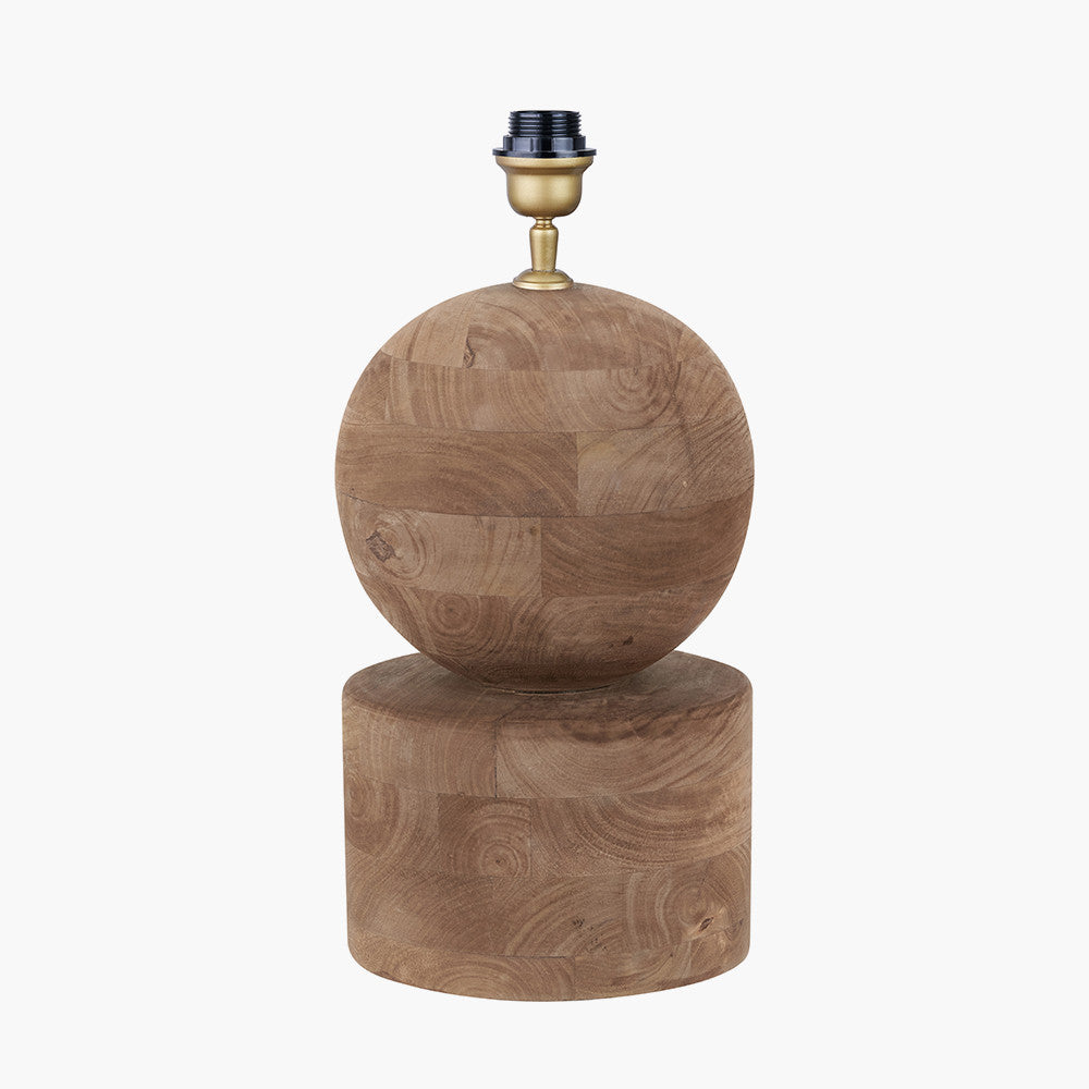 Ziva Antique Brown Round Wood Table Lamp