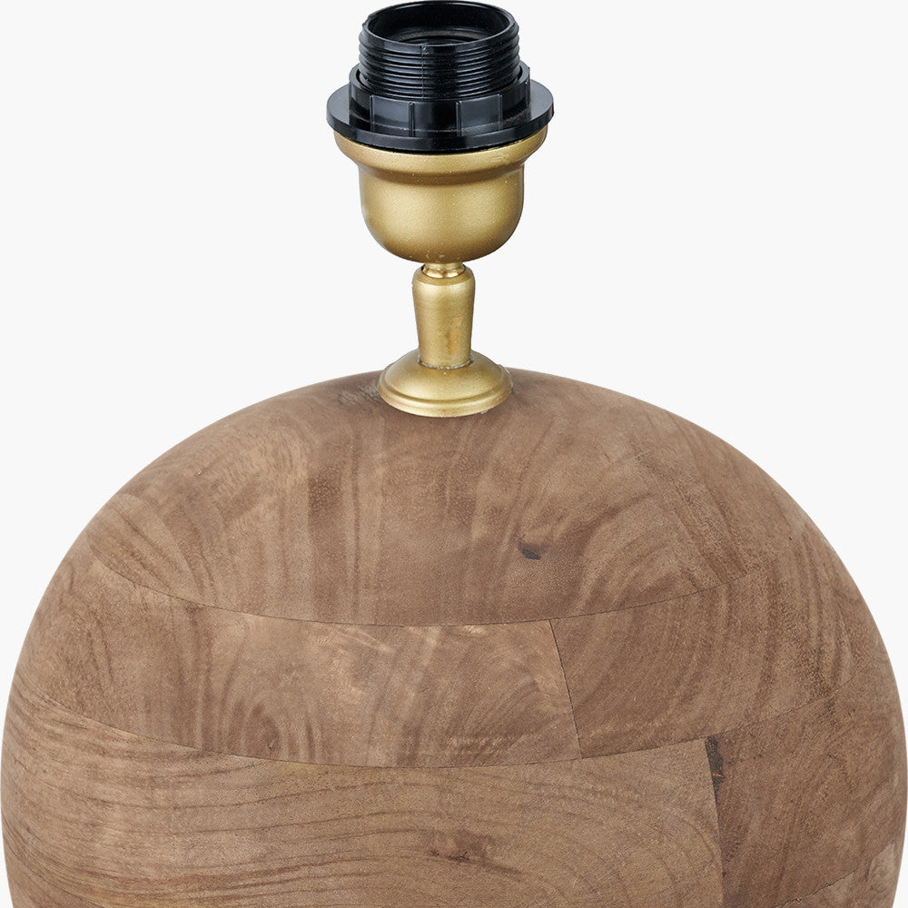 Ziva Antique Brown Round Wood Table Lamp