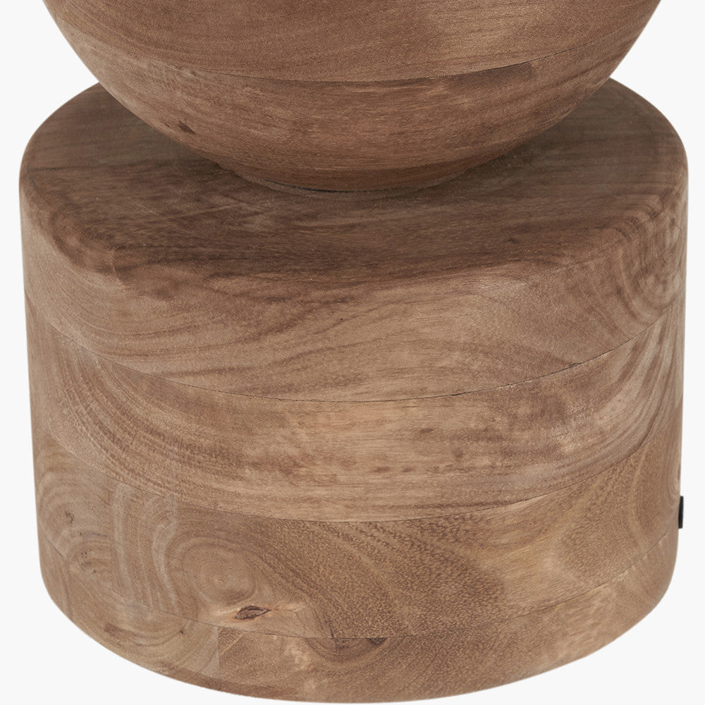 Ziva Antique Brown Round Wood Table Lamp