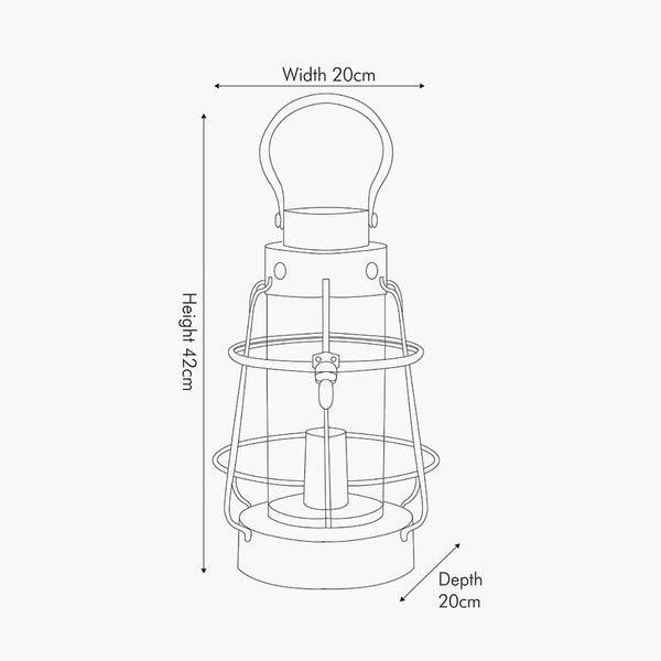 Filey Black Metal and Clear Glass Oil Lantern Table Lamp