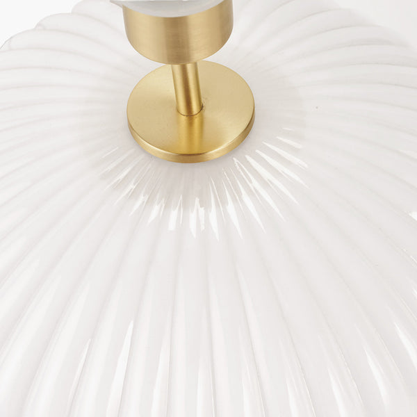 Emilia White Ribbed Glass & Gold Metal Oval Table Lamp