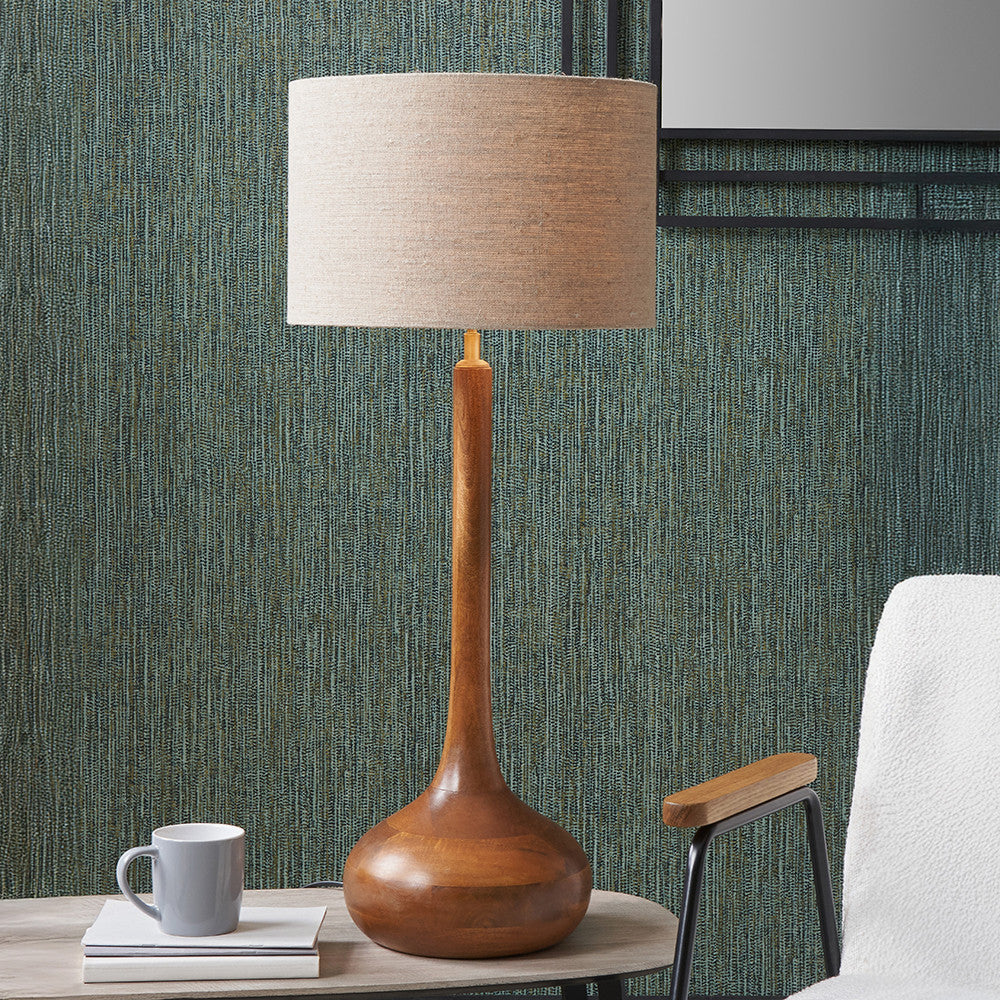 Toma Oiled Wood Tall Neck Table Lamp
