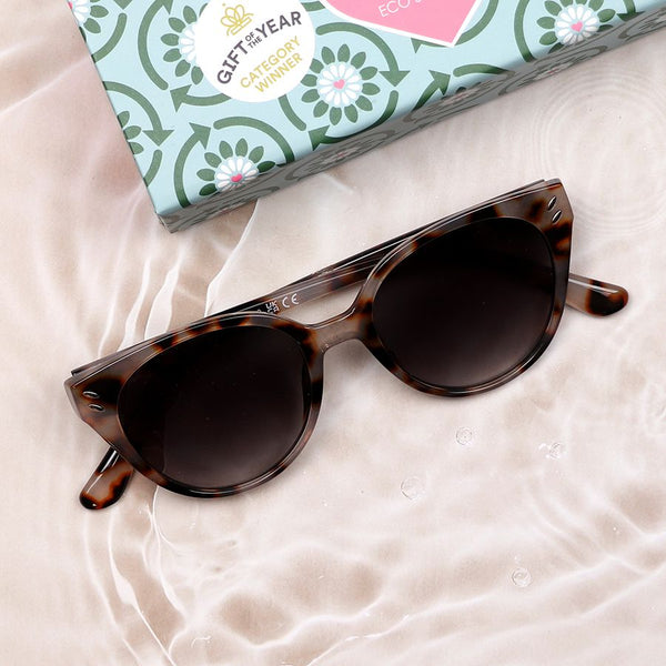 PALE TORTOISESHELL CAT EYE FRAME SUNGLASSES