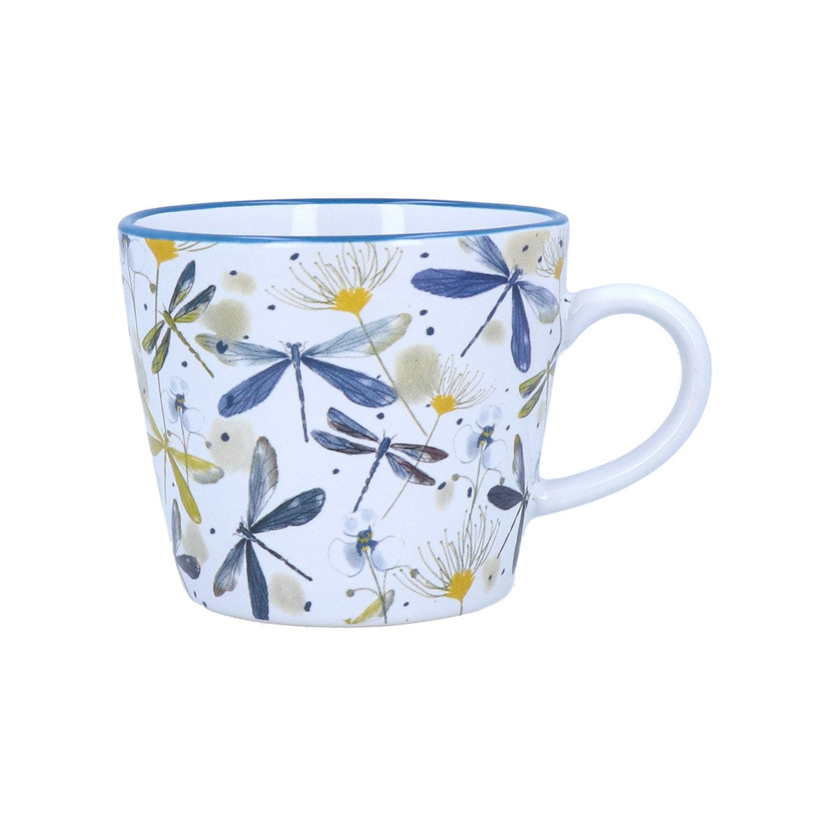 Dragonflies White Stoneware Mug