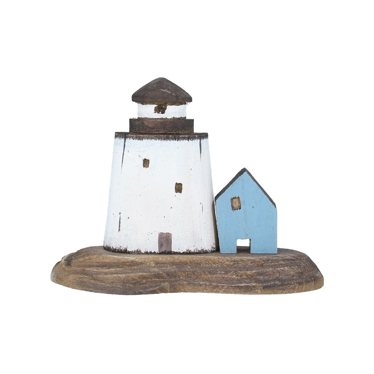 Rustic Wood Lighthouse & Cottage Orn
