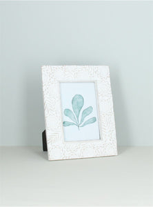 White Natural Floral | Resin Photo Frame | 4x6