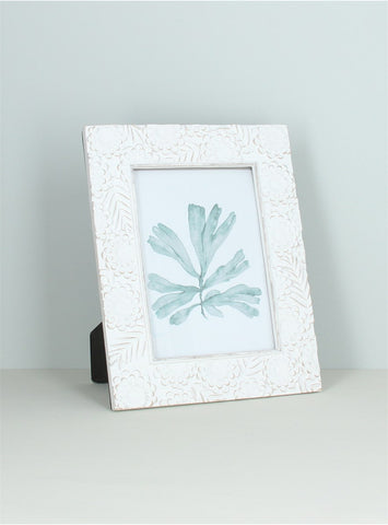 White Natural Floral | Resin Photo Frame | 5x7