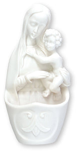 Madonna & Child | White Resin Font | 5 1/4 inch