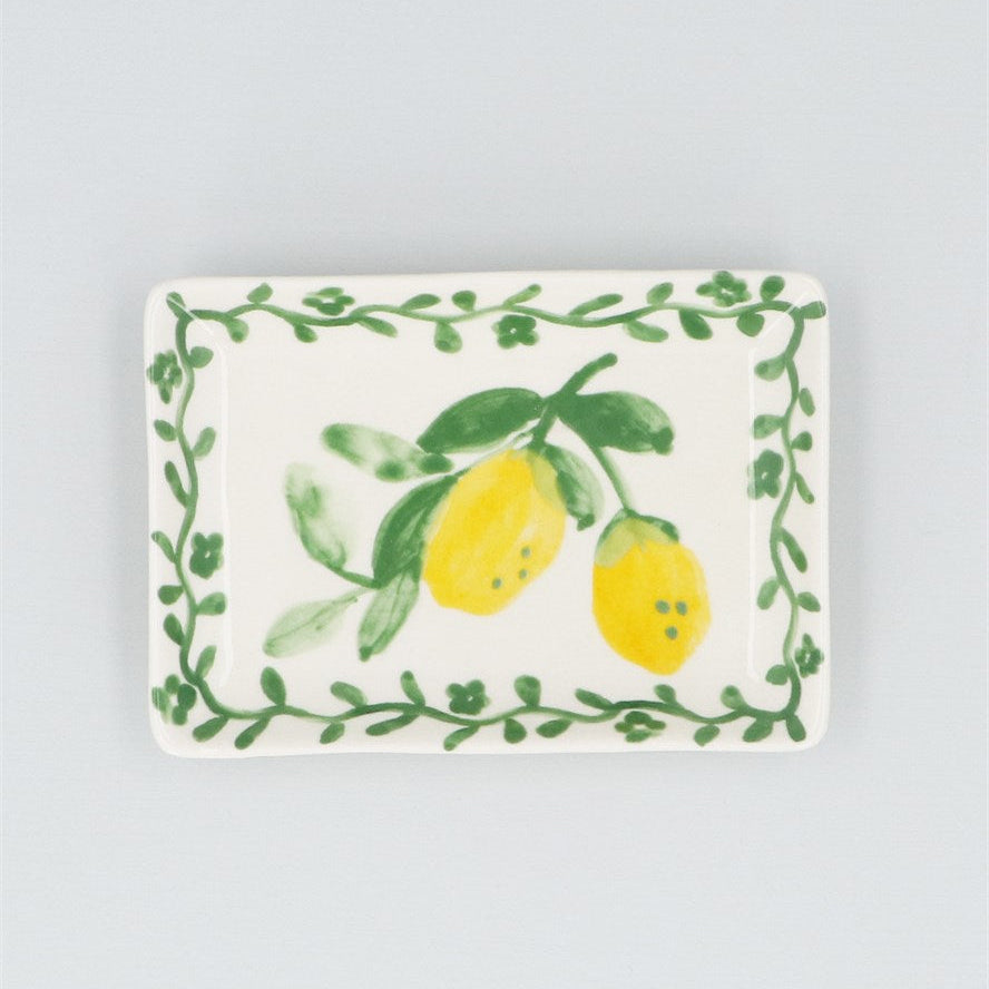 Artisan Lemon Stoneware Small Rectangular Plate