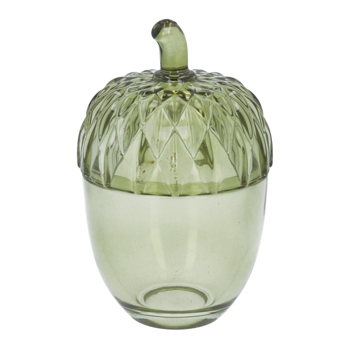 Green Glass Acorn Trinket Pot
