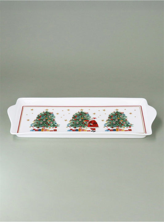 Nostalgia Santa/Tree New Bone China Rectangular Tray