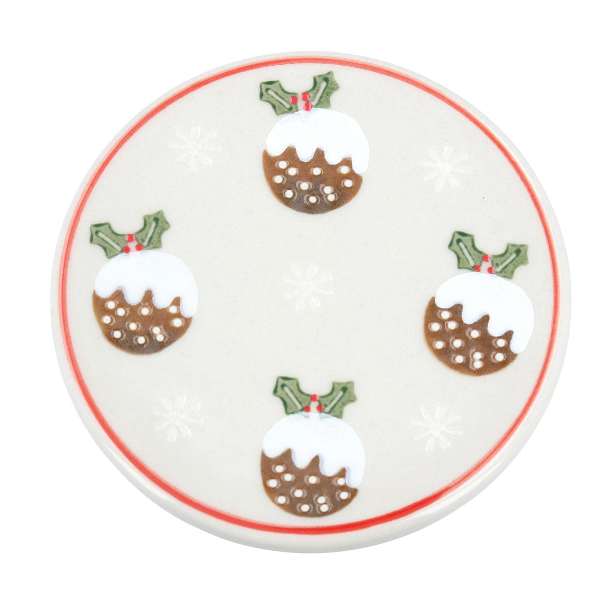 Stoneware coaster w Christmas pudding