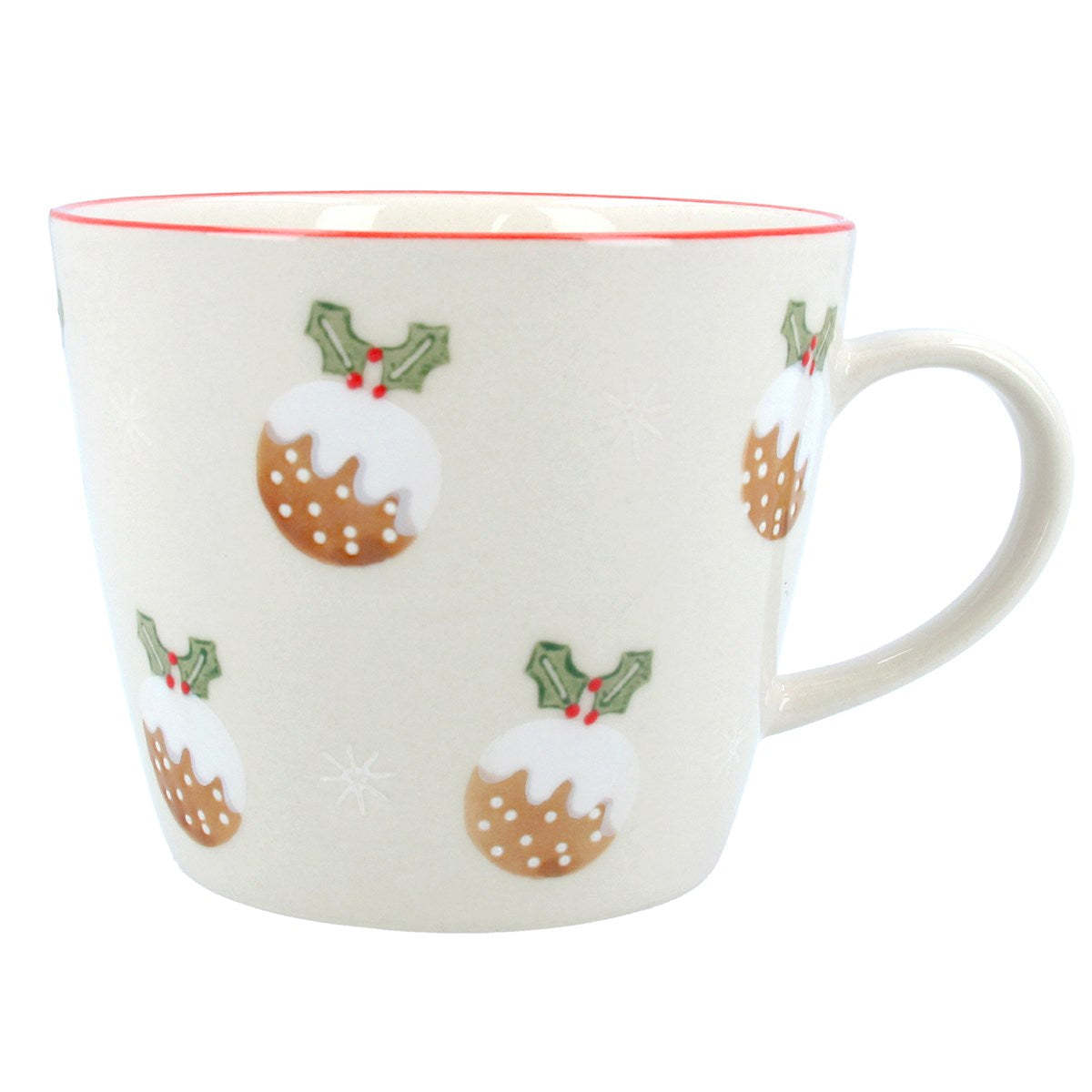 Stoneware mug w Christmas puddings
