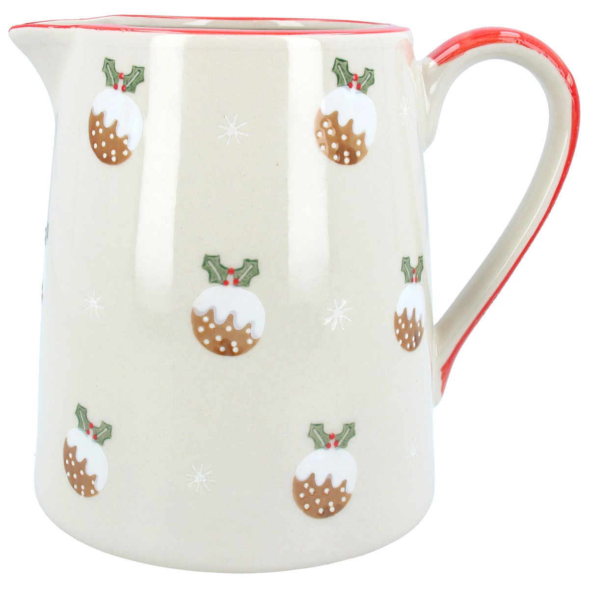 Stoneware jug w Christmas puddings lge