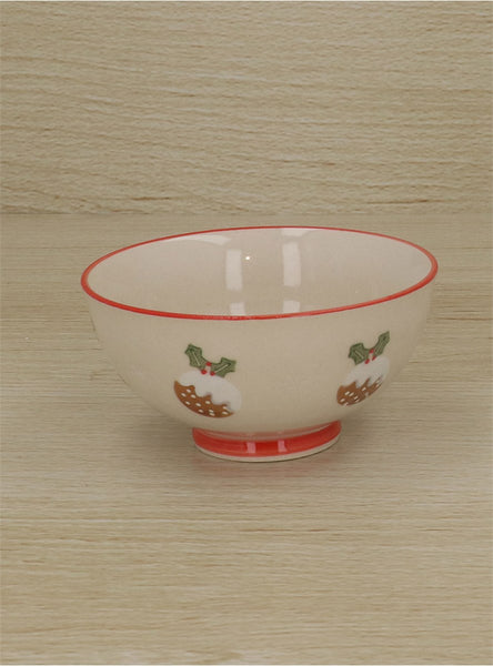 Stoneware Medium Bowl with Christmas Puddings