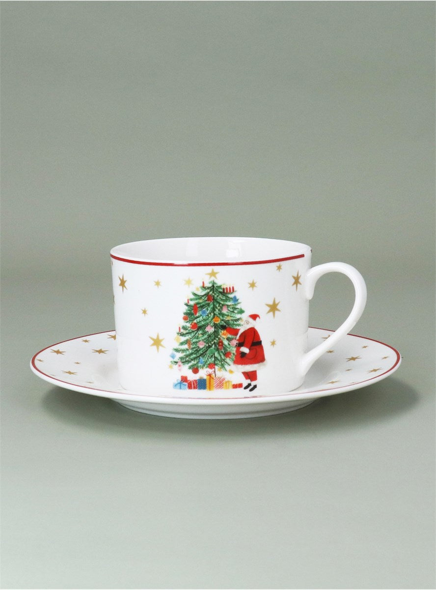 Nostalgia New Bone China Santa/Tree Cup/Saucer