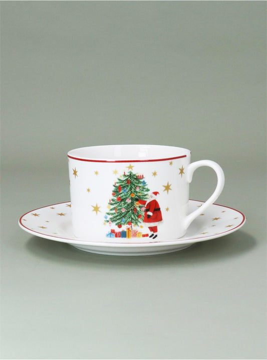 Nostalgia New Bone China Santa/Tree Cup/Saucer