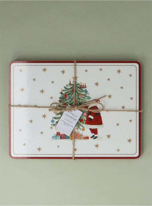 Nostalgia Santa & Tree Cork Base Placemat 4 Pack