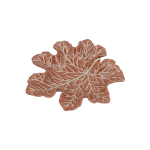 Ceramic Trinket Dish | Brown Earthenware Leaf Shape | Small