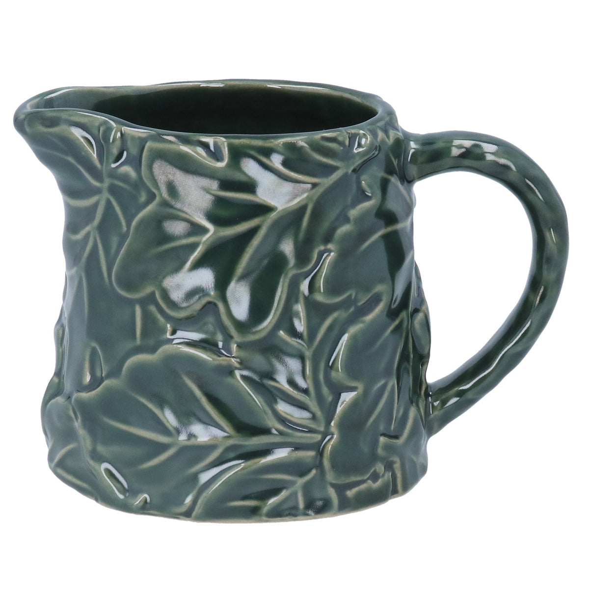 Green Stoneware Oak Leaf Jug