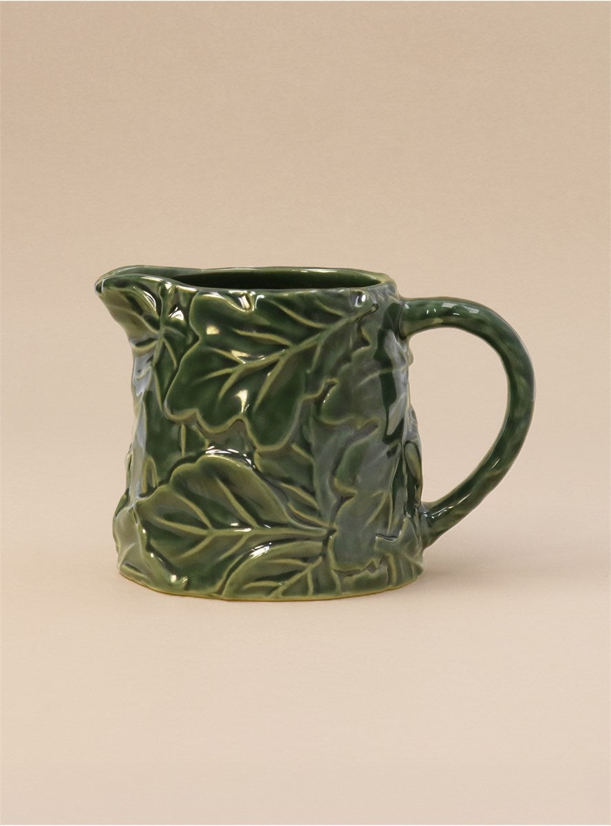 Green Stoneware Oak Leaf Jug
