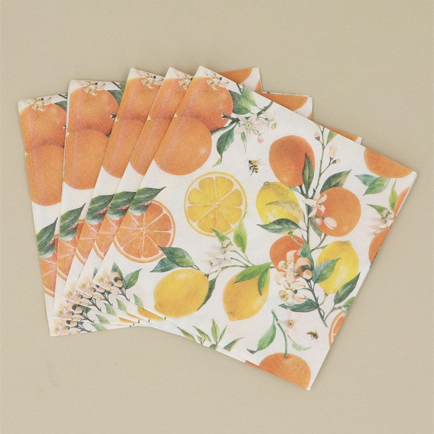 Pack of 20 Paper Napkins | Oranges & Lemon