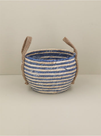 Blue Round Basket with Handles | Small