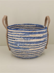 Blue Round Basket with Handles | Medium