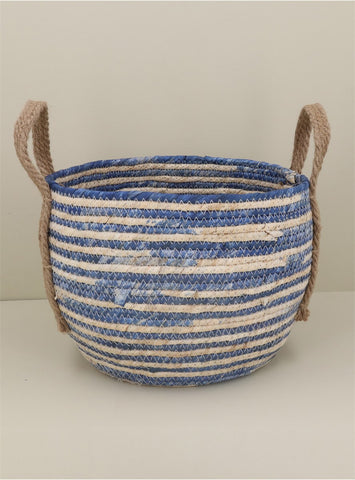 Blue Round Basket with Handles | Medium