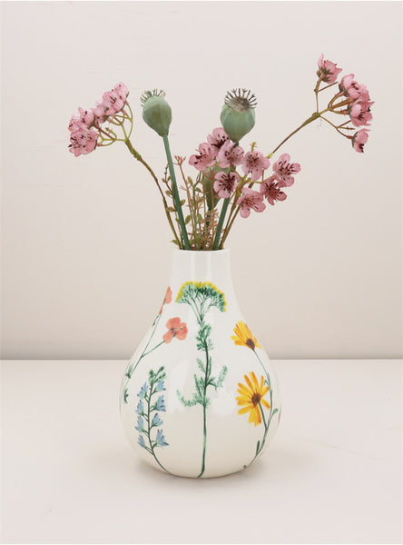 Pear Shaped Floral Ceramic Vase | 22.5cm