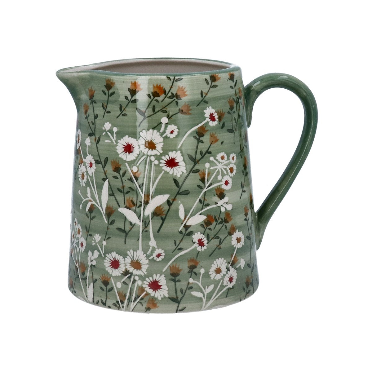 Green Wild Daisy Stoneware Jug Large
