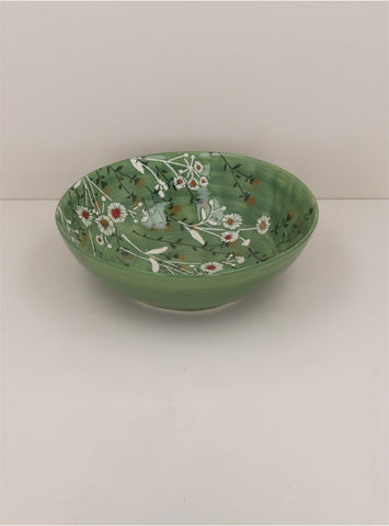 Green Wild Daisy | Stoneware Bowl | Medium