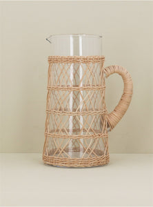 Glass & Rattan Pitcher Jug | Large