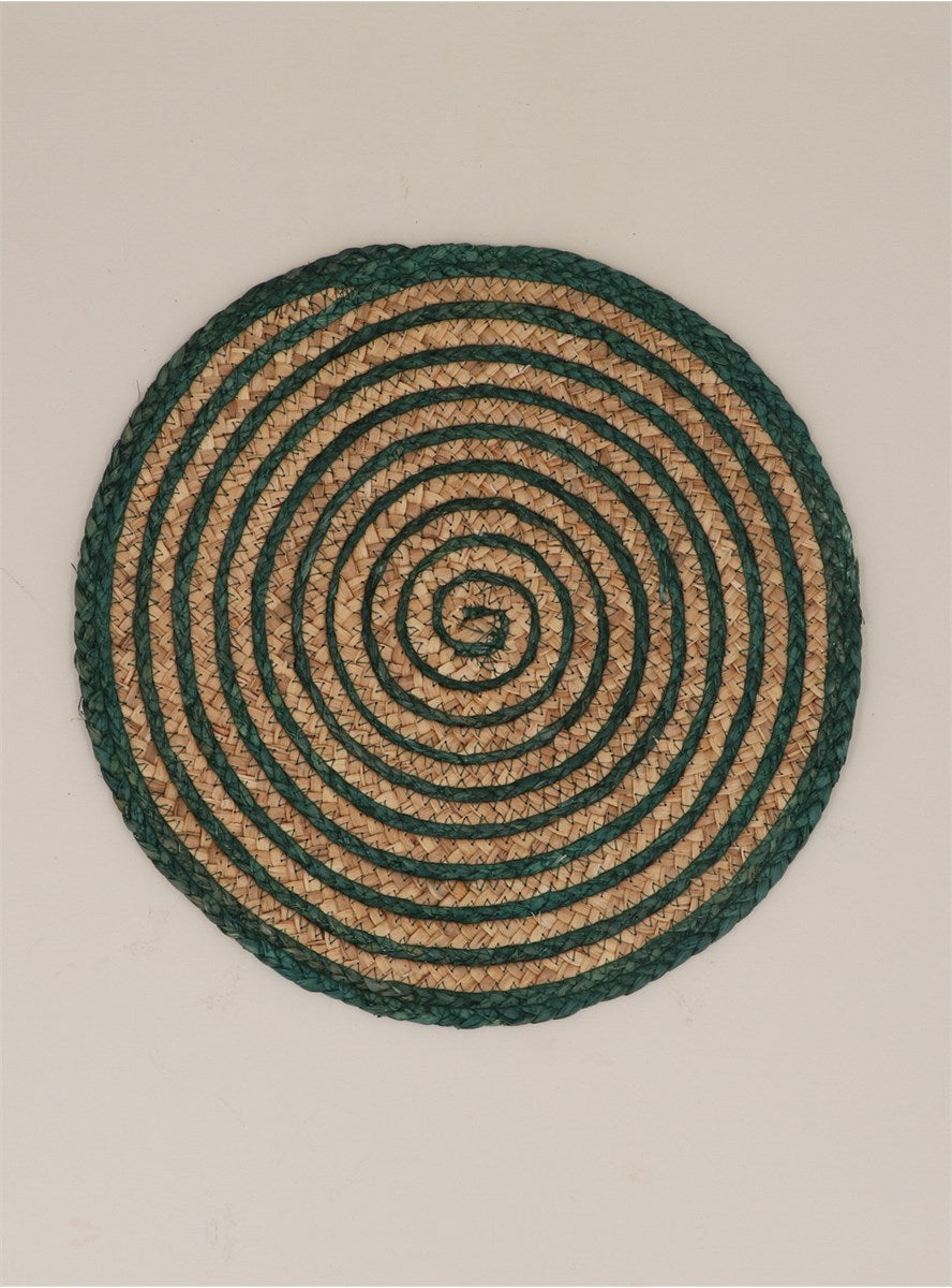 Green/Natural Spiral Seagrass Round Placemat