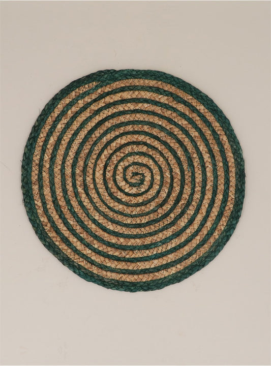 Green/Natural Spiral Seagrass Round Placemat