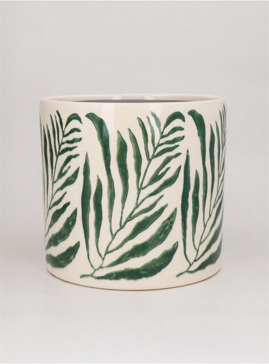 Green Branch Stoneware Pot Cover | Large
