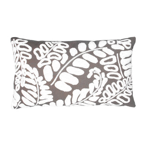 Grey & White Crewel Work Rectangular | Cushion | 49cm